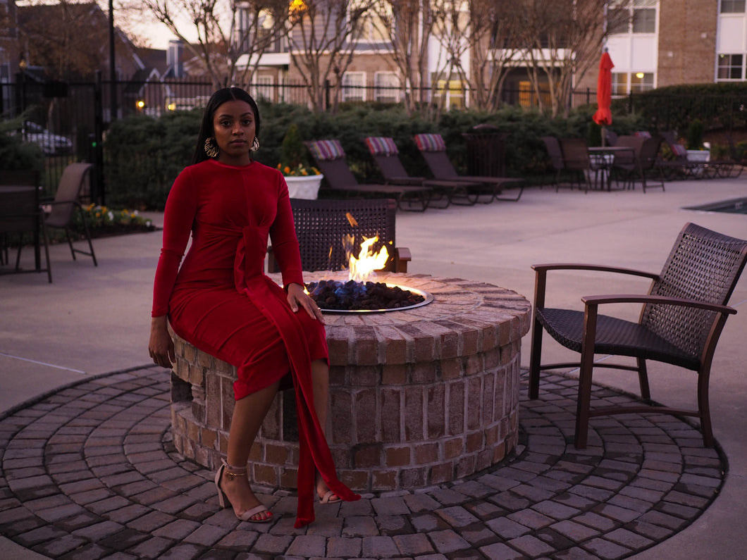 Red Crush Velvet Midi